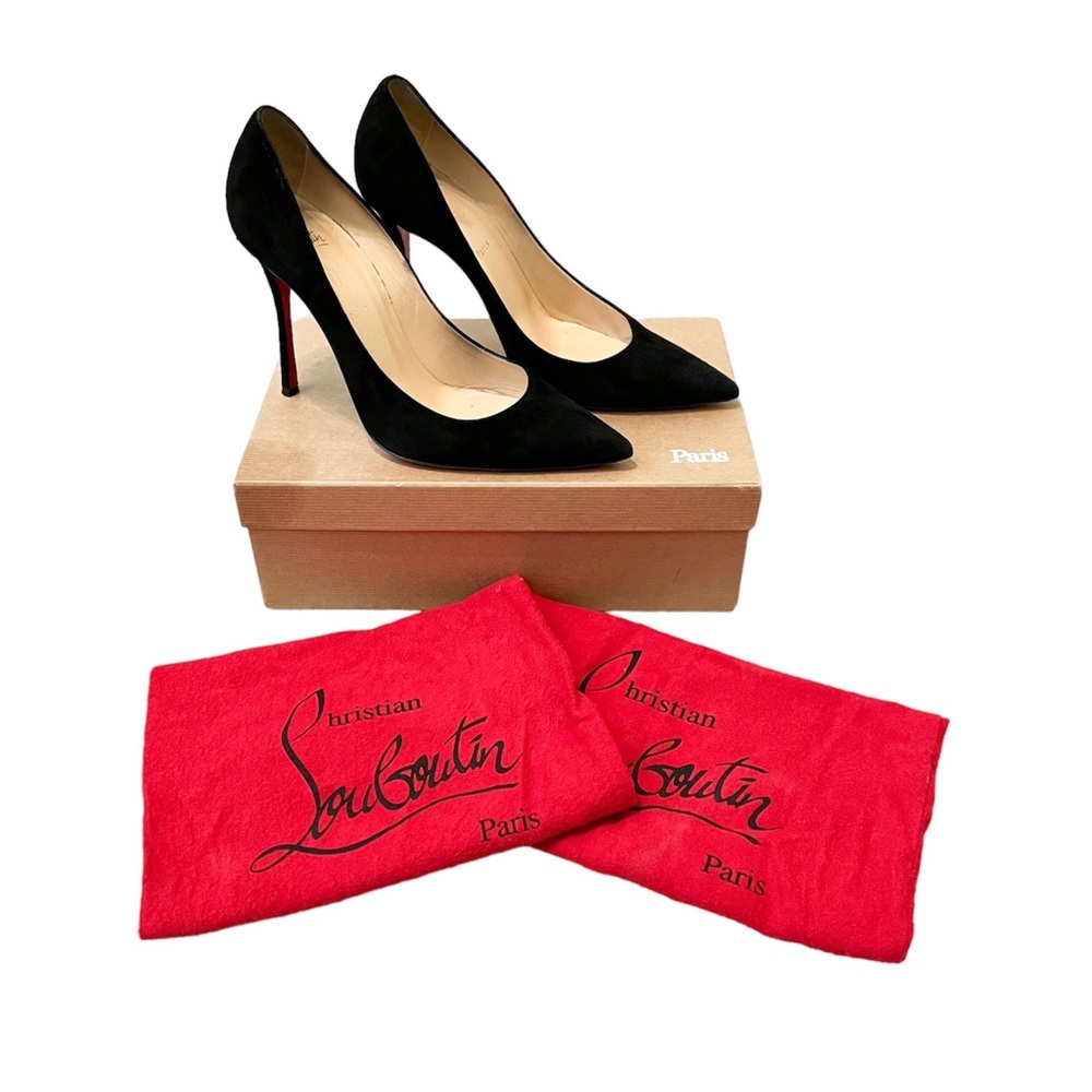 Christian Louboutin Decoltish 100 Black Suede Pump, size 39.5, US 9.5